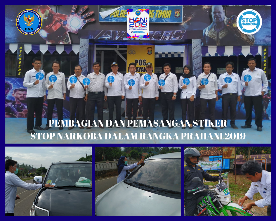 PEMBAGIAN DAN PEMASANGAN STIKER STOP NARKOBA DALAM RANGKA PRAHANI 2019